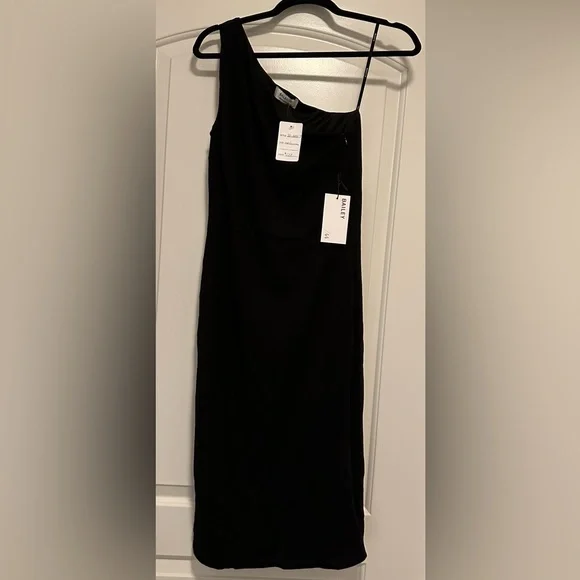 bailey one shoulder dress BAILEY Black One Shoulder Side Cut Out Maxi Dress